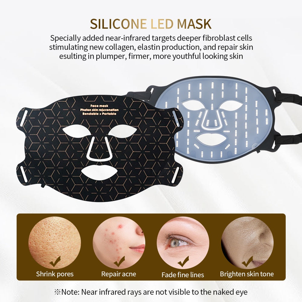 Premium 4 Color LED Light Therapy Mask – Red & Infrared Anti-Aging Silicone Photon Mask, Flexible & Soft Design for Face 