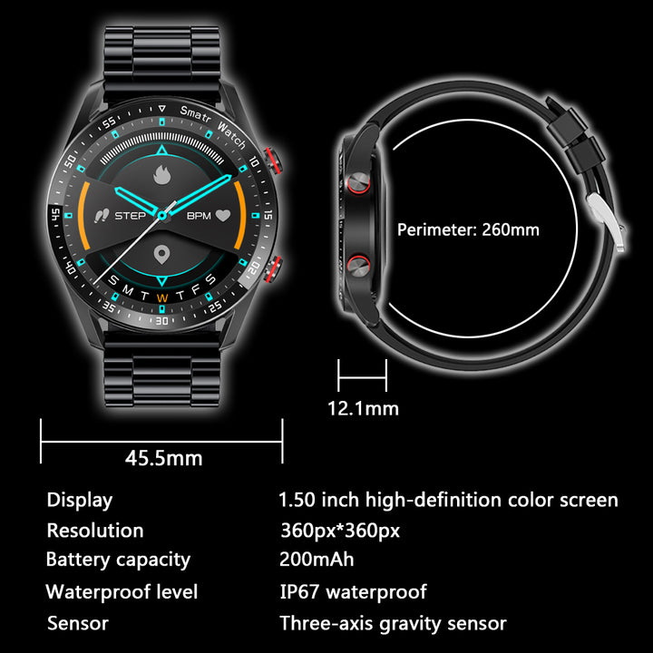 Premium Smartwatch for Men – Bluetooth Calling, 390mAh Battery, IP68 Waterproof, Fitness & Health Tracking, Music Player, 