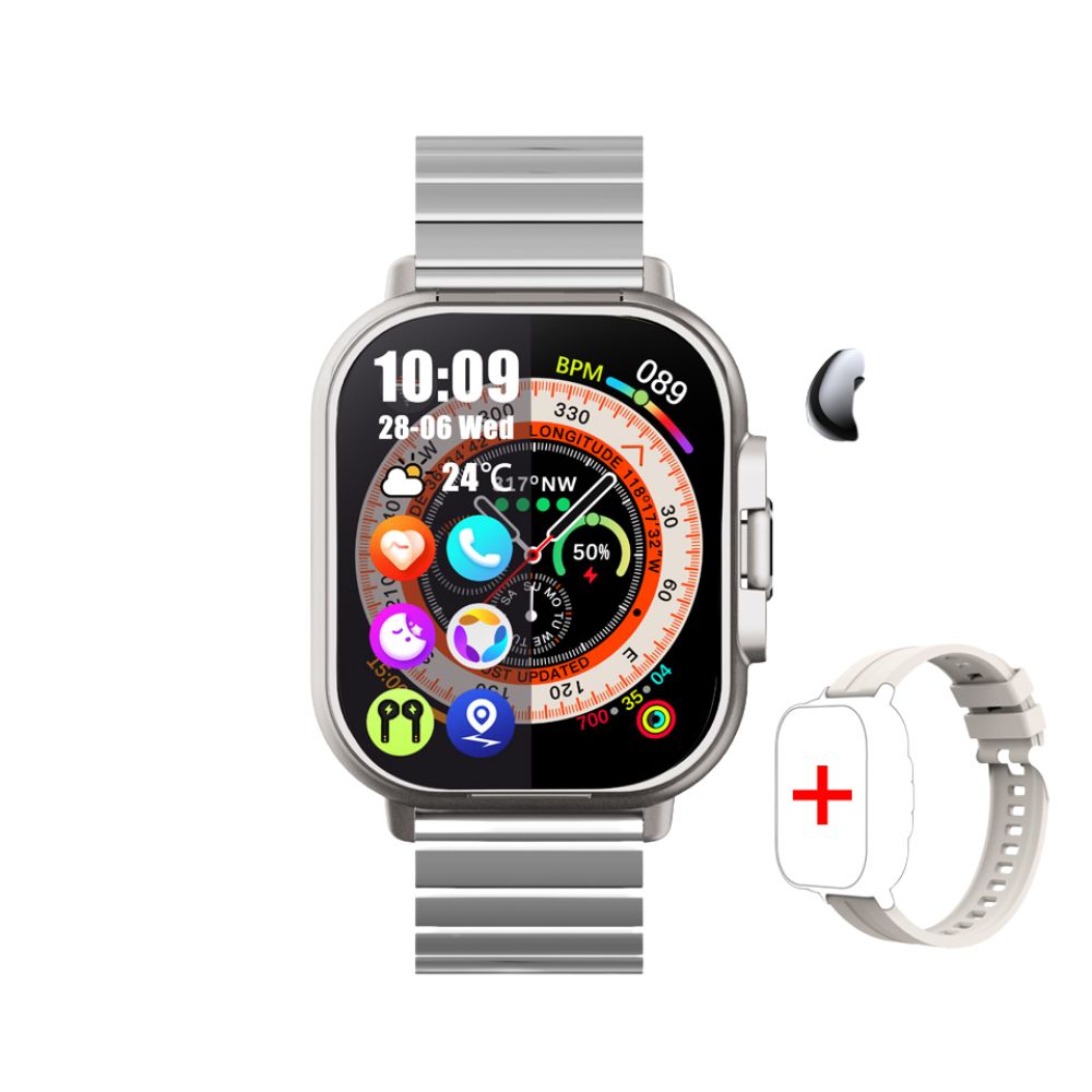 Premium 2024 Smartwatch with Earphones – Bluetooth Call, GPS Tracker, Heart Rate Monitor, Music Playback, Fitness Tracker, 