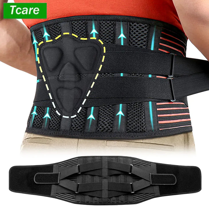 High Quality Lower Back Brace with 6 Stays – Orthopedic Lumbar Support Belt for Gym, Pain Relief, Anti-Skid Breathable Waist 