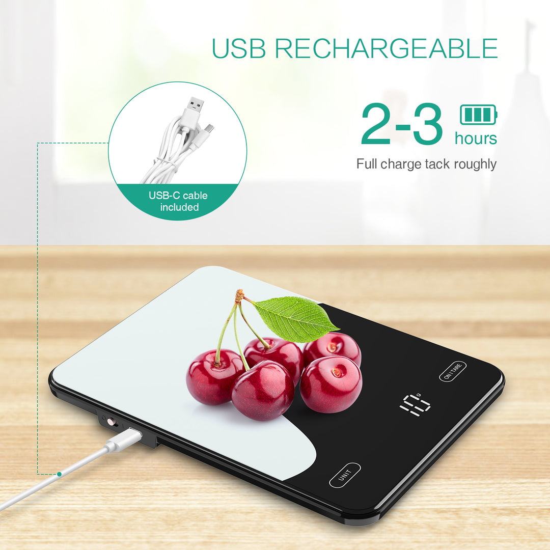 Premium Smart Digital Food Scale 10kg – Nutrition Calculator App, Rechargeable Kitchen Scale for Weight Loss, Baking, and 