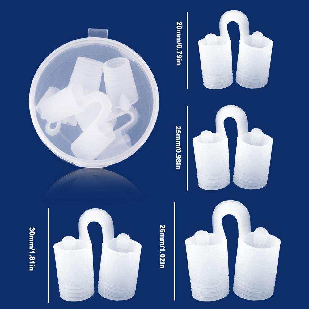 Premium Anti Snoring Silicone Nose Vents - 8pcs Nasal Dilator Set, 4 Sizes & 2 Styles (Hollow & Solid), Comfortable Snoring