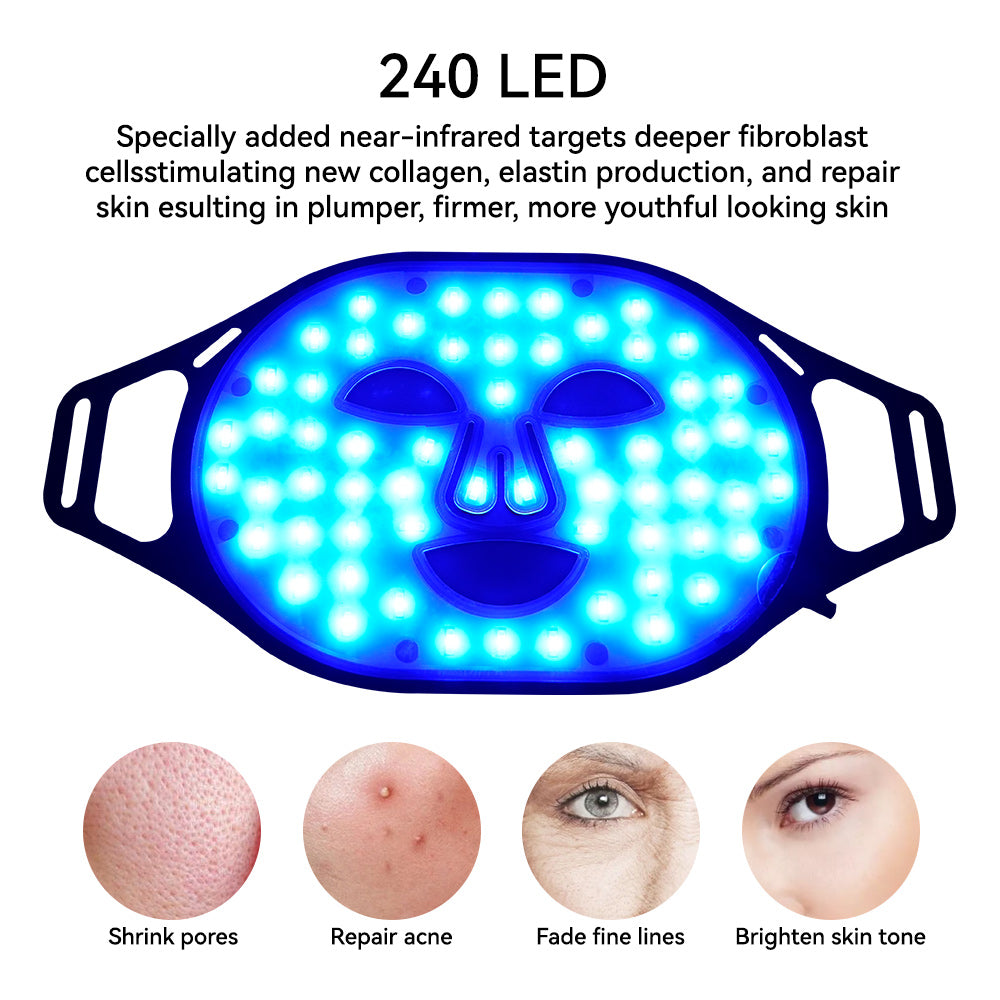 Premium 4 Color LED Light Therapy Mask – Red & Infrared Anti-Aging Silicone Photon Mask, Flexible & Soft Design for Face 