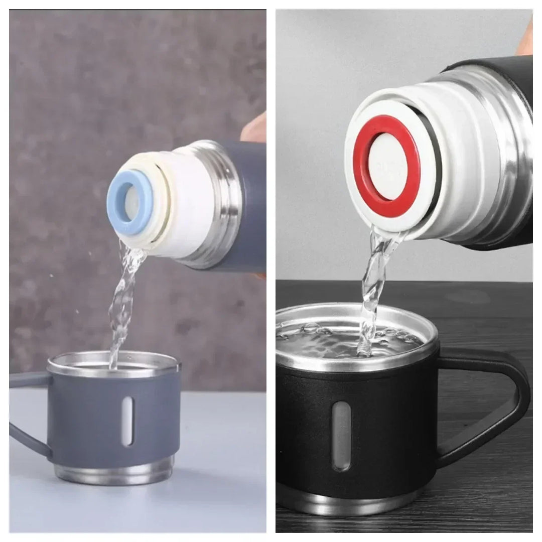 Luxury Stainless Steel Vacuum Flask 500ml - Shimmering Business Style Thermos Bottle, Insulated Hot & Cold Coffee Mug with 