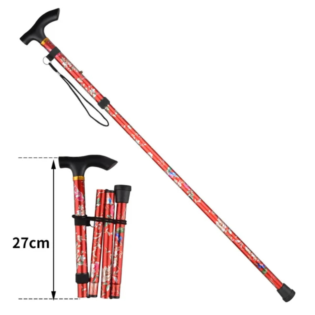 Premium Adjustable Walking Cane – Folding Elderly Cane with Non-Slip Rubber Foot Pads, Comfortable Macromolecule Handle, 