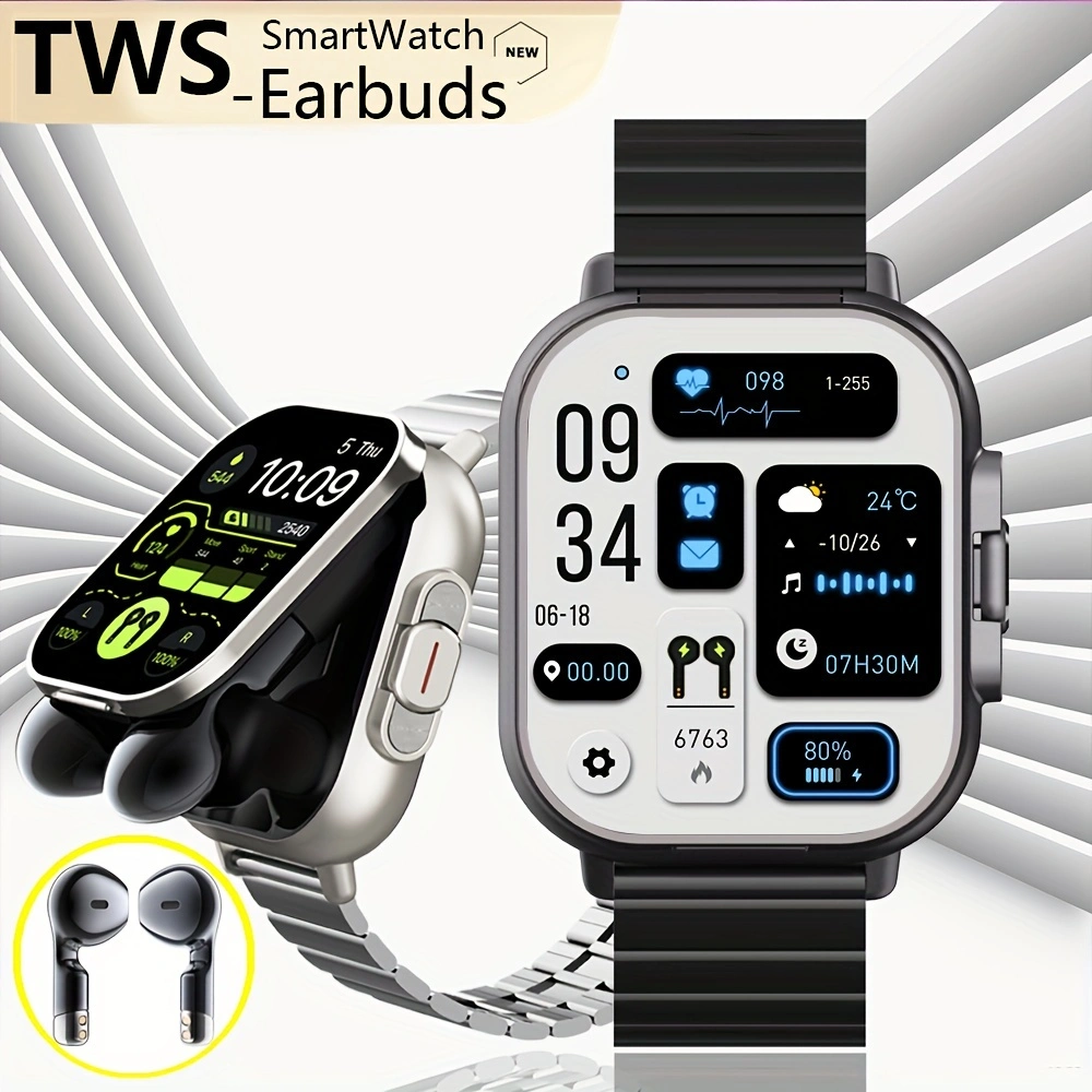 High Quality GPS Smartwatch with 2-in-1 TWS Earbuds – Bluetooth Call, Heart Rate, Blood Pressure & Health Monitoring, 
