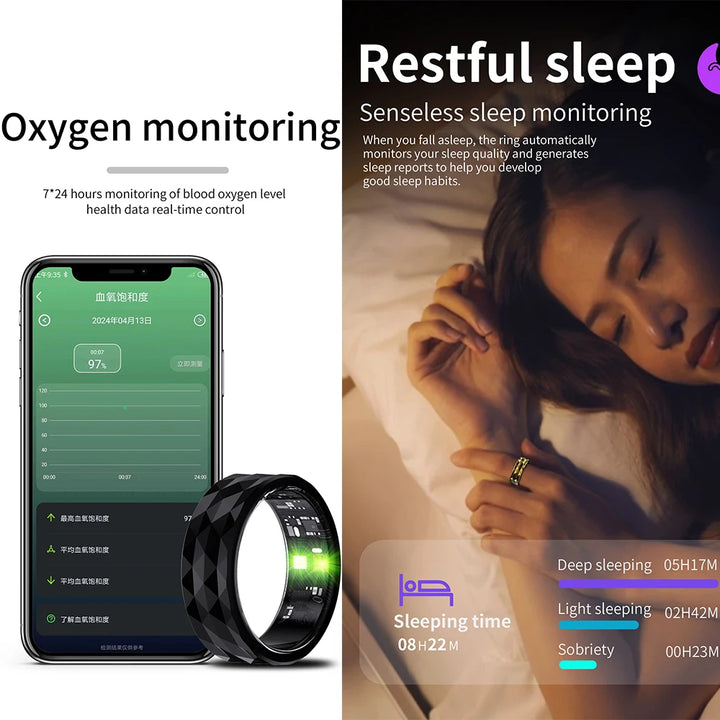 Premium Smart Ring for Health & Sleep Monitoring – 5ATM Waterproof, Heart Rate & Blood Oxygen Tracking, Multi-Sport Modes, 