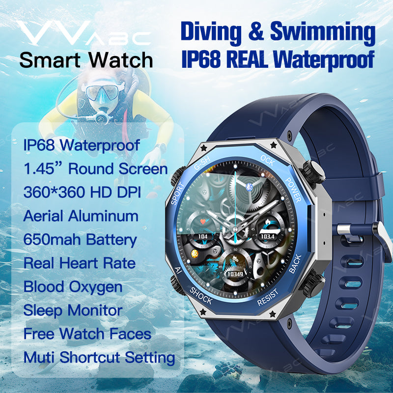 Premium Waterproof Smartwatch for Men & Women – 1.47" AMOLED Display, 70 Sports Modes, Heart Rate & Blood Pressure Monitor,