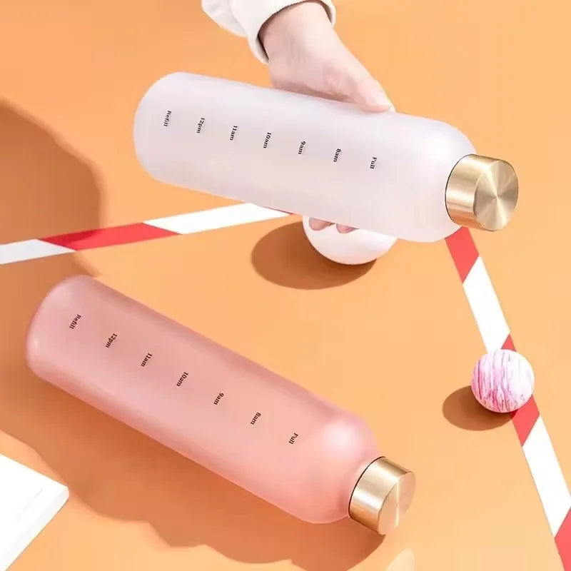 Premium 1L Motivational Water Bottle with Time Marker - BPA-Free, Leakproof Frosted Plastic, 32oz Reusable Sports and Fitness