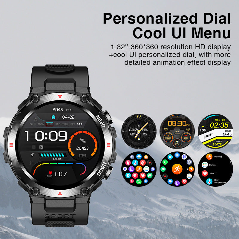 Premium Military-Grade Smartwatch for Men – 1.43'' AMOLED Display, Bluetooth Calling, Waterproof, Fitness Tracker, 420mAh 