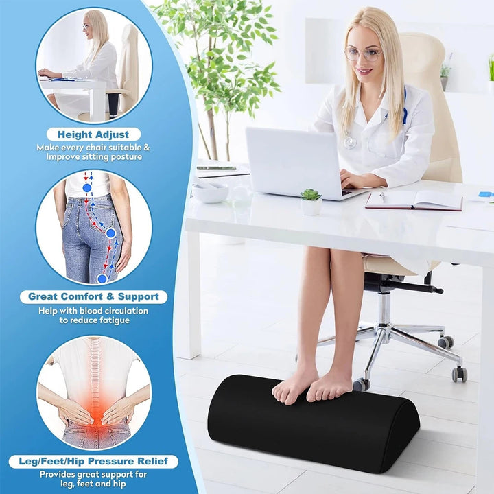 Premium Adjustable Memory Foam Under Desk Foot Rest for Office Chair & Gaming, Ergonomic Support for Back, Hip, Knee, 