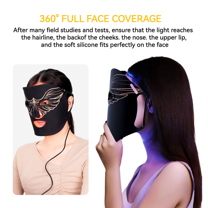 Premium 4 Color LED Light Therapy Mask – Red & Infrared Anti-Aging Silicone Photon Mask, Flexible & Soft Design for Face 