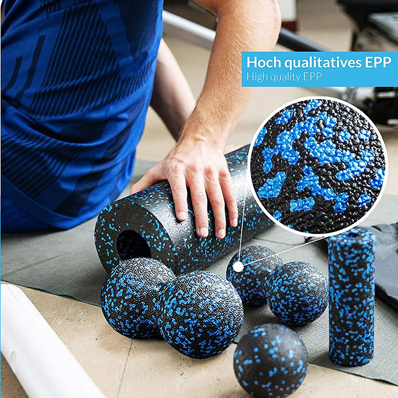 Premium EPP Fascia Massage Foam Rollers & Fitness Balls Set for Deep Tissue, Trigger Point Relief, Muscle Recovery, Yoga