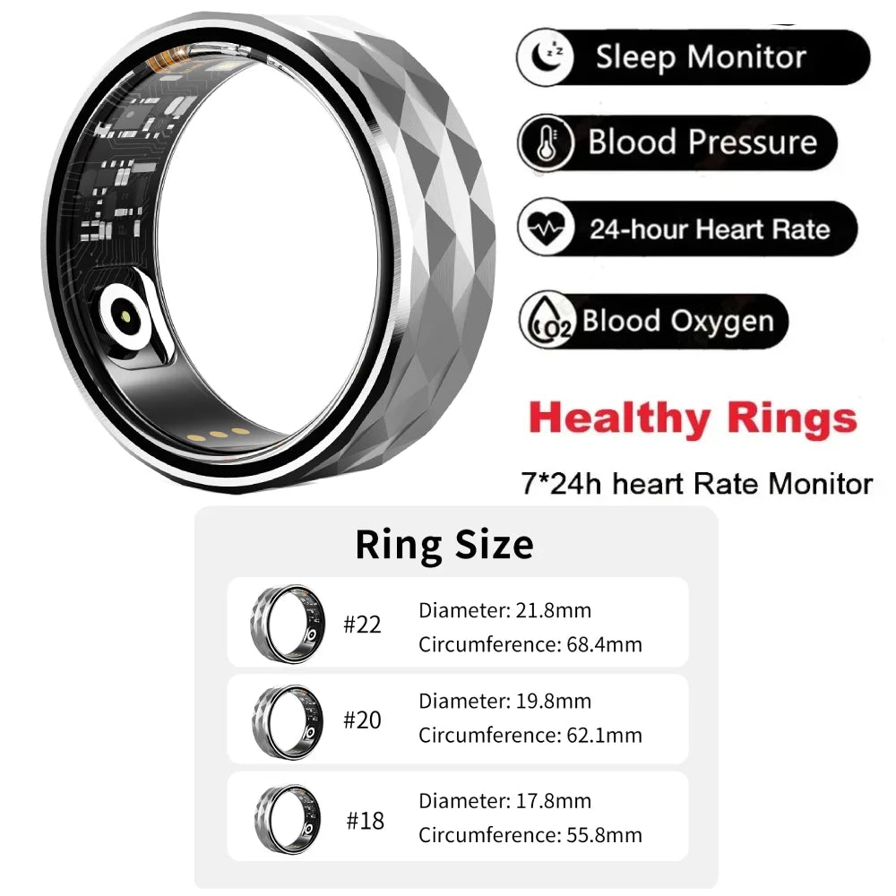 Premium Smart Ring for Health & Sleep Monitoring – 5ATM Waterproof, Heart Rate & Blood Oxygen Tracking, Multi-Sport Modes, 