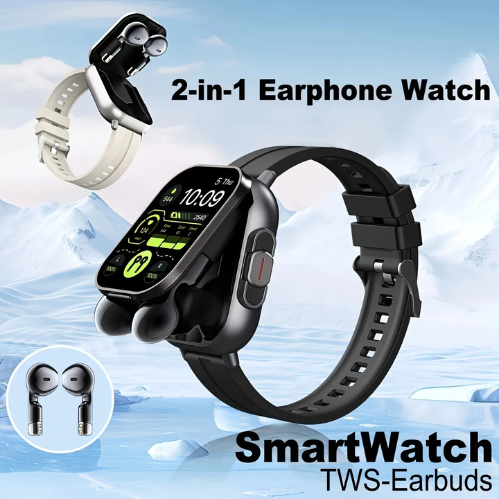 High Quality GPS Smartwatch with 2-in-1 TWS Earbuds – Bluetooth Call, Heart Rate, Blood Pressure & Health Monitoring, 