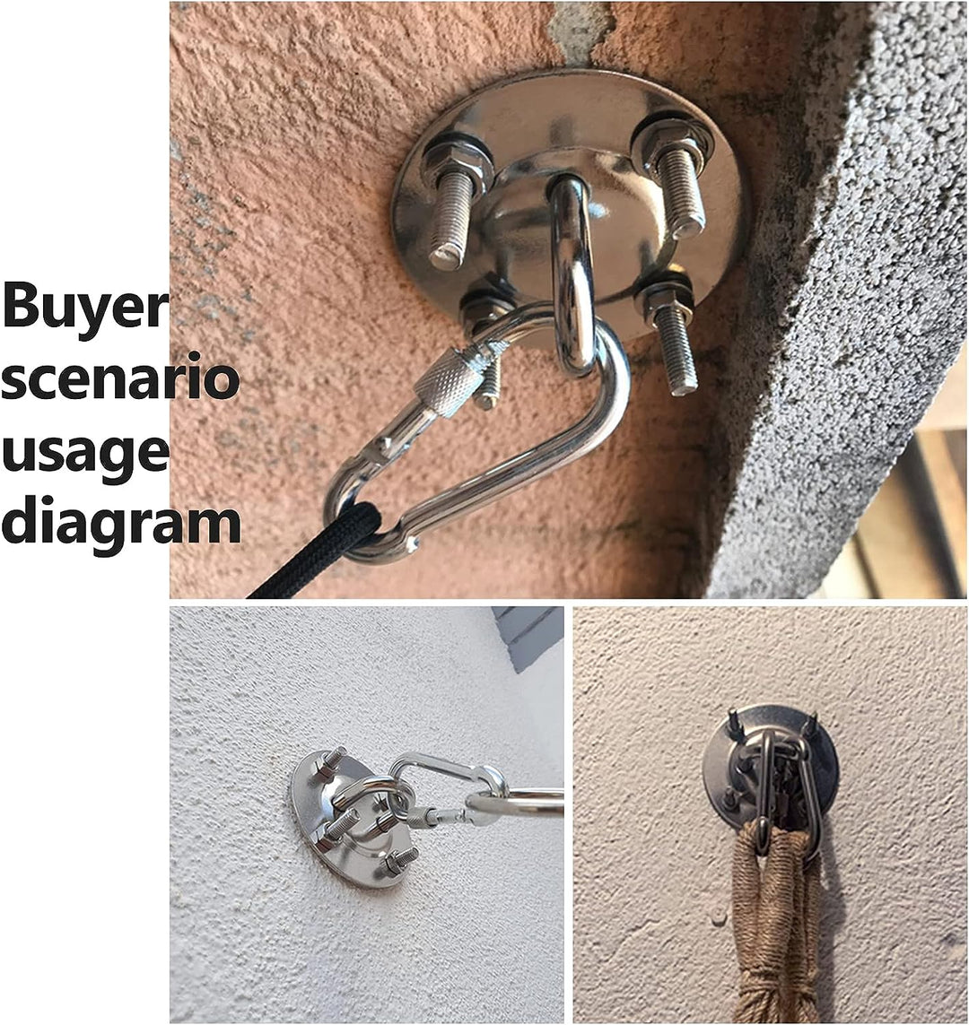 Premium Battle Rope Anchor Kit – Heavy Duty Stainless Steel Wall & Ceiling Mount Bracket for Suspension Straps, Yoga Hammocks