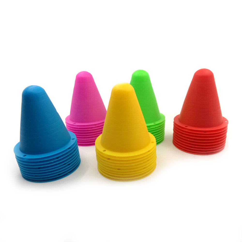 Premium Football Marking Cones – 10 Pcs Slalom Marker Set for Soccer & Roller Skating – Durable PE Material, 7.5cm Diameter,