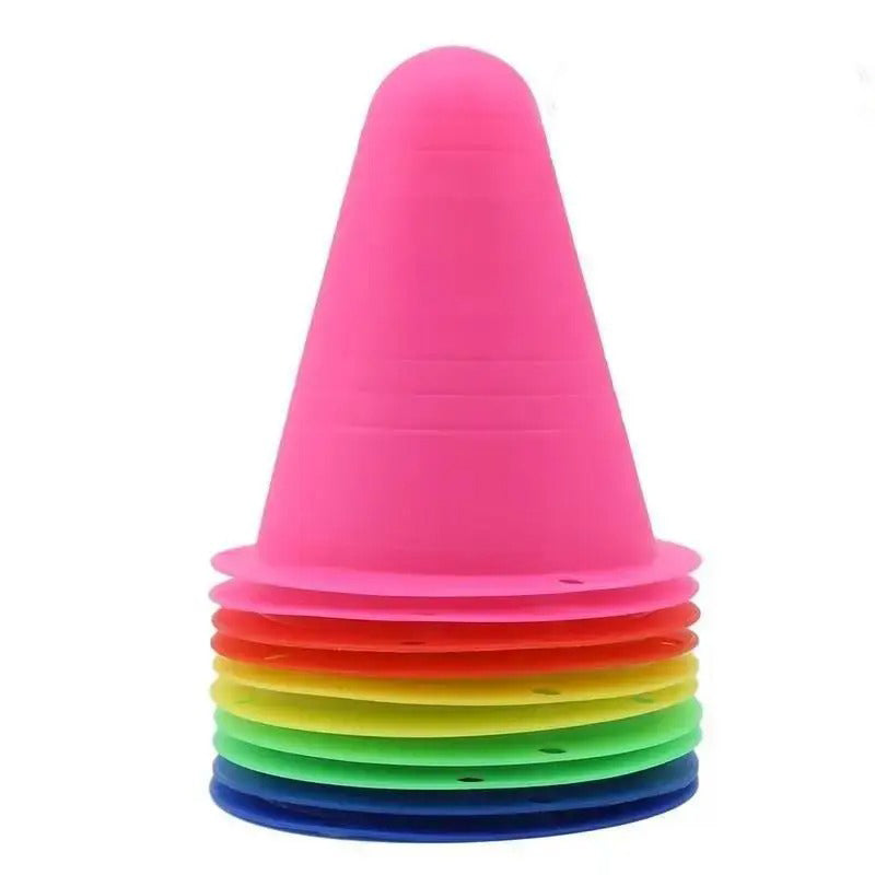 Premium Football Marking Cones – 10 Pcs Slalom Marker Set for Soccer & Roller Skating – Durable PE Material, 7.5cm Diameter, Multiple Colors