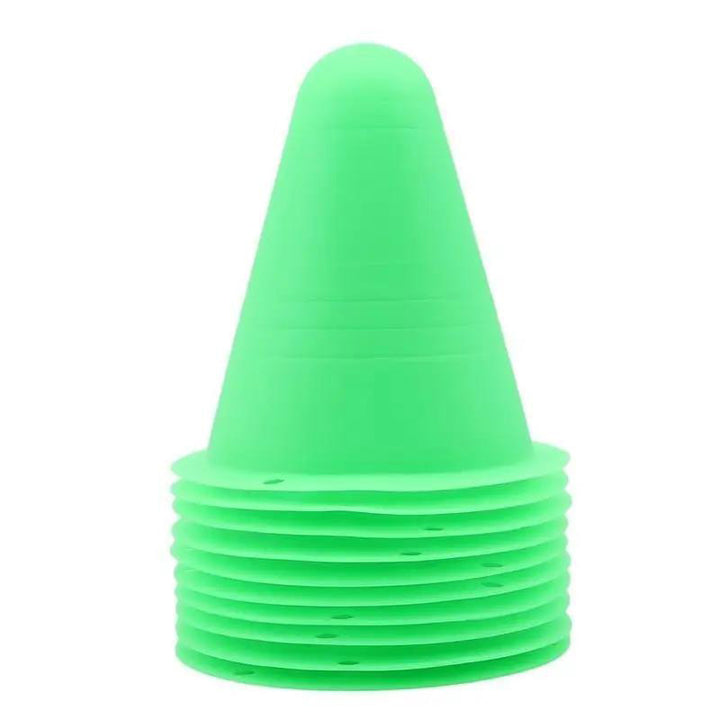 Premium Football Marking Cones – 10 Pcs Slalom Marker Set for Soccer & Roller Skating – Durable PE Material, 7.5cm Diameter,