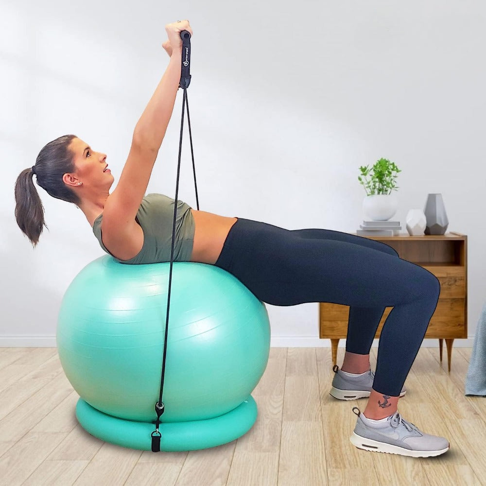 Premium Half Balance Ball – Yoga Balance Trainer for Core Stability & Full Body Workout – Includes Resistance Bands – Home or