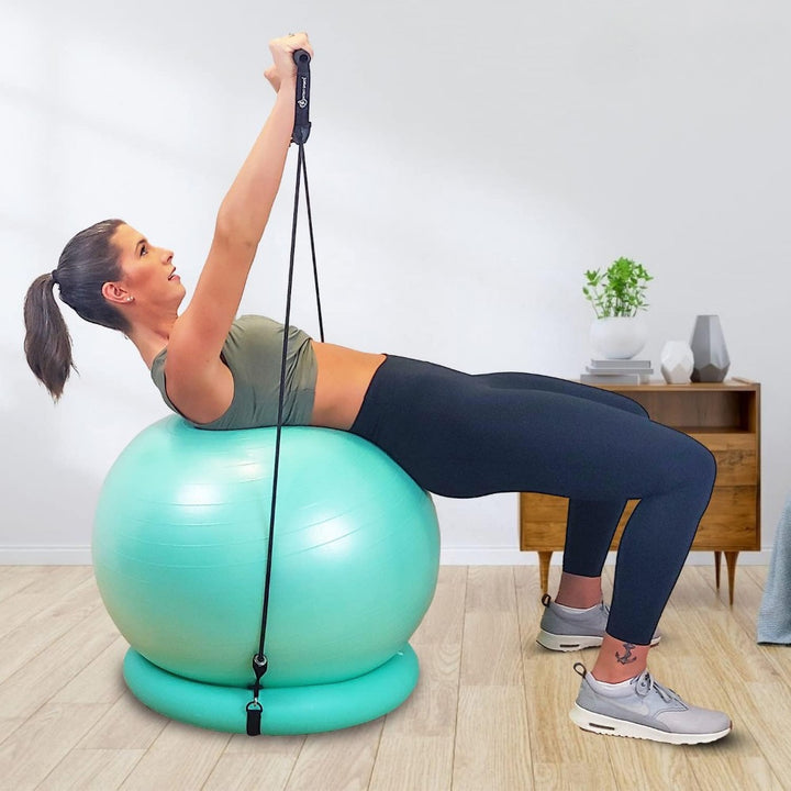 Premium Half Balance Ball – Yoga Balance Trainer for Core Stability & Full Body Workout – Includes Resistance Bands – Home or