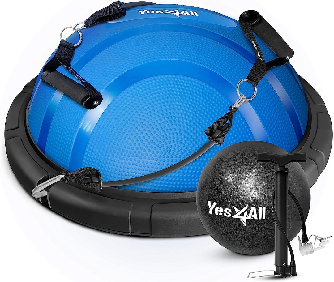 Premium Half Balance Ball – Yoga Balance Trainer for Core Stability & Full Body Workout – Includes Resistance Bands – Home or