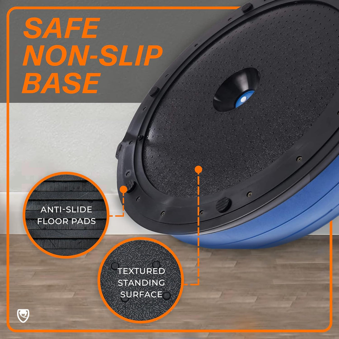 Premium Half Balance Ball – Yoga Balance Trainer for Core Stability & Full Body Workout – Includes Resistance Bands – Home or