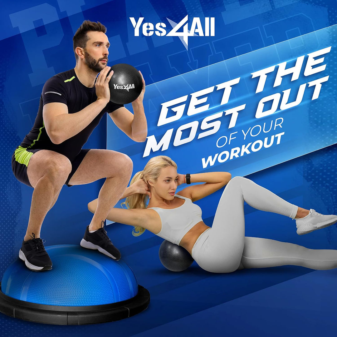 Premium Half Balance Ball – Yoga Balance Trainer for Core Stability & Full Body Workout – Includes Resistance Bands – Home or