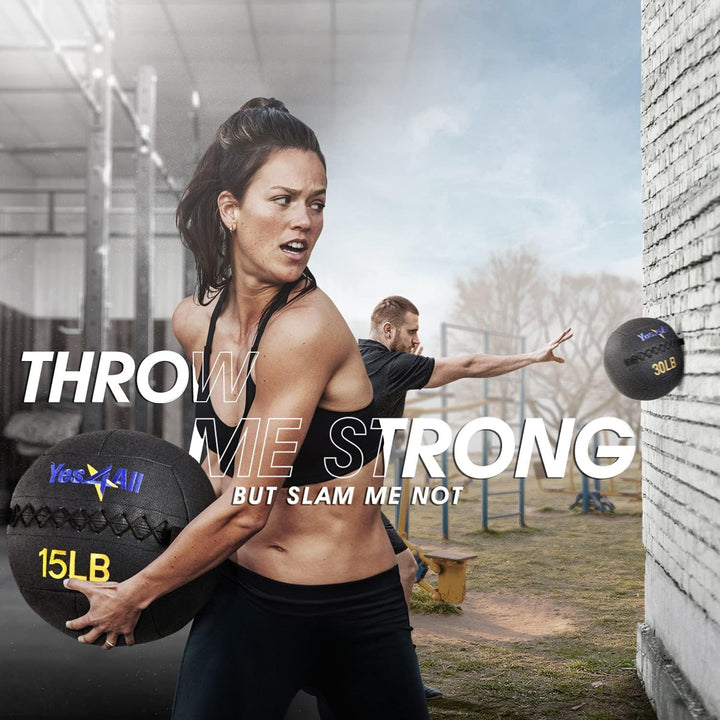 Premium Snatch Wall Medicine Ball – Adjustable 2-15kg for CrossFit & Balance Training – Soft Grip, Durable Artificial