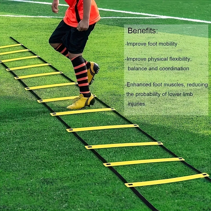 Premium Soccer Speed & Agility Training Set – 19.6ft Agility Ladder, Marking Disks, Training Cones & Parachute for Football