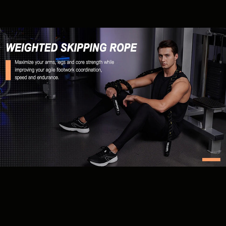 Premium Weighted Jump Rope – 9ft/9.8ft Heavy Skipping Battle Rope for Power & Strength Training – Durable Polyester, Comfort Handles – Full Body & Core Workout for Agility & Endurance