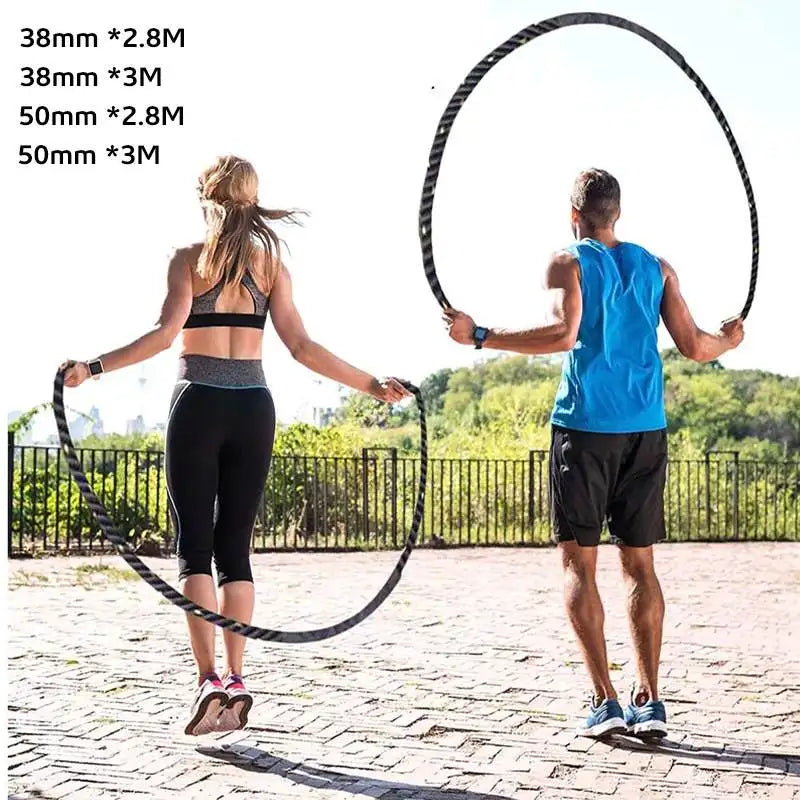 Premium Weighted Jump Rope – 9ft/9.8ft Heavy Skipping Battle Rope for Power & Strength Training – Durable Polyester, Comfort 