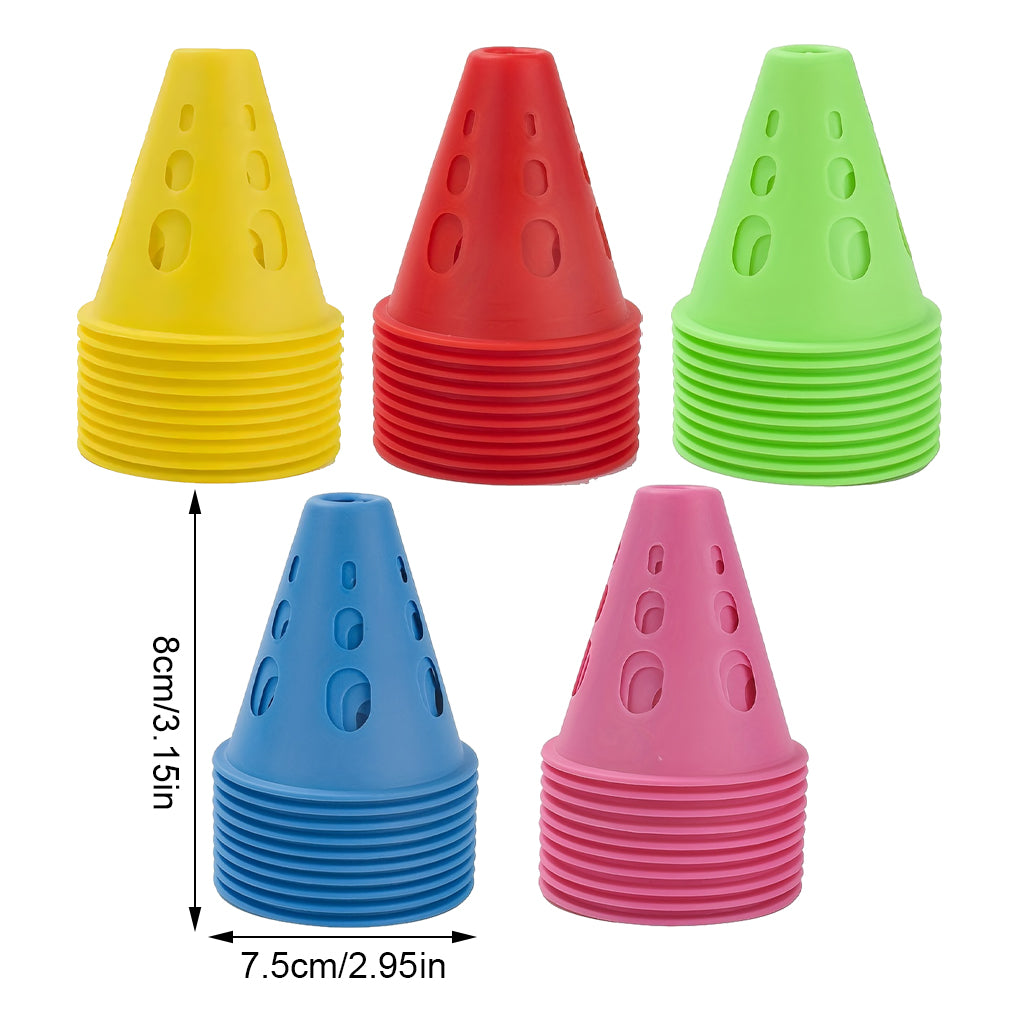 Premium Windproof Agility Marking Cones for Roller Skating & Soccer Training – 10pcs Set with Perforated Design & Storage Bag