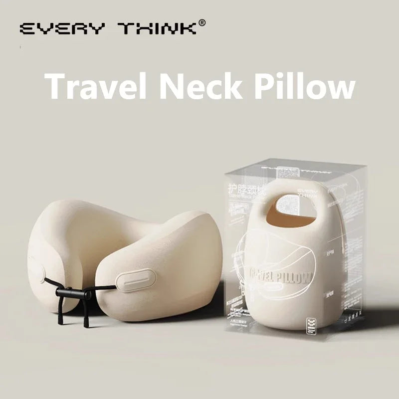 Premium U-Shaped Travel Neck Pillow – Noise Cancelling Memory Foam – Breathable Skin-Friendly Fabric – Detachable Earmuffs
