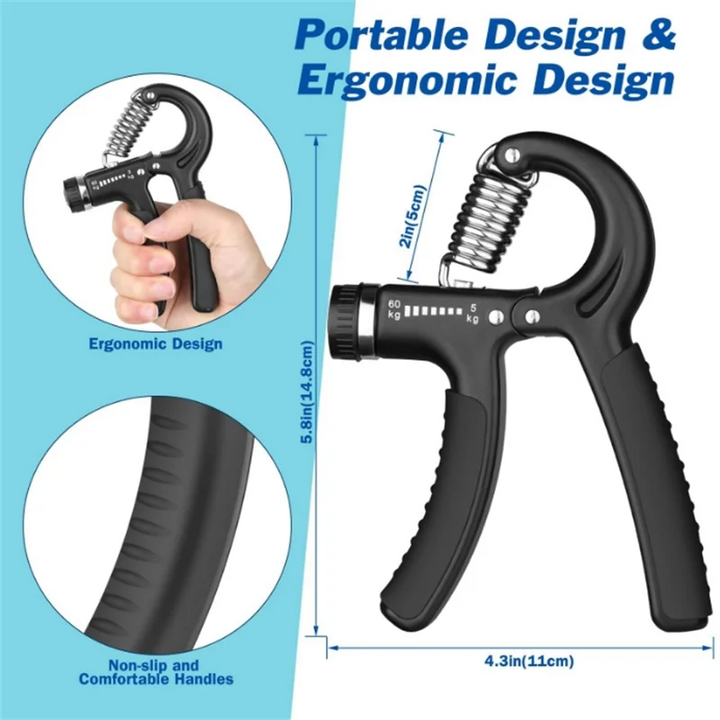 Premium Adjustable Grip Strengthener 5-60KG - Unisex Hand Exerciser & Finger Trainer for Strength Training, Rehabilitation