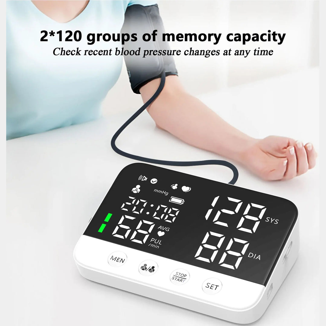 Premium Digital Upper Arm Blood Pressure Monitor – Accurate Sphygmomanometer, Full Automatic Pressurization & Decompression, LED Display, Medical BP Monitoring, 120 Set Memory, Lithium Battery Powered - StrengthXPhysiotherapy