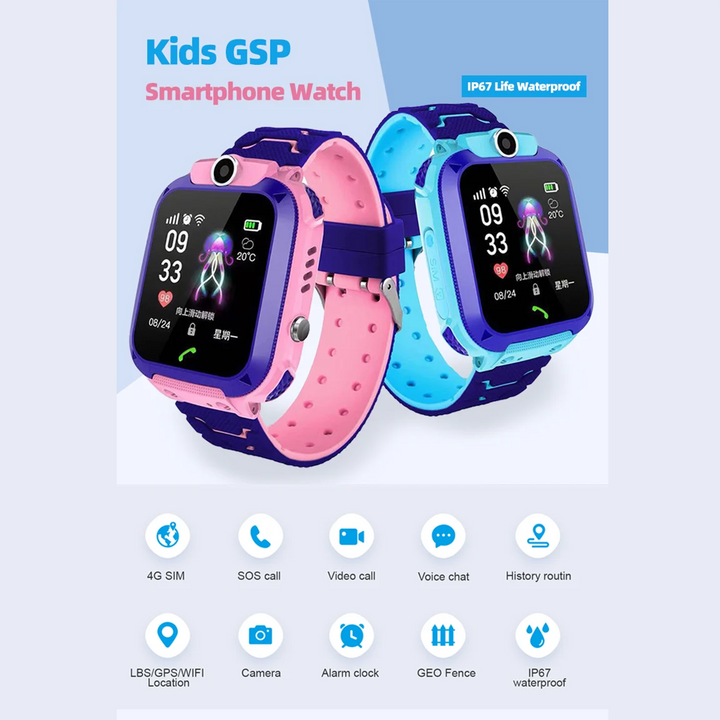 Premium Kids Smart Watch with 2G Call, Waterproof, GPS Tracker, SOS Button, LBS Location, Camera, for Boys & Girls, Compatible with iOS & Android, Gift for Children - StrengthXPhysiotherapy