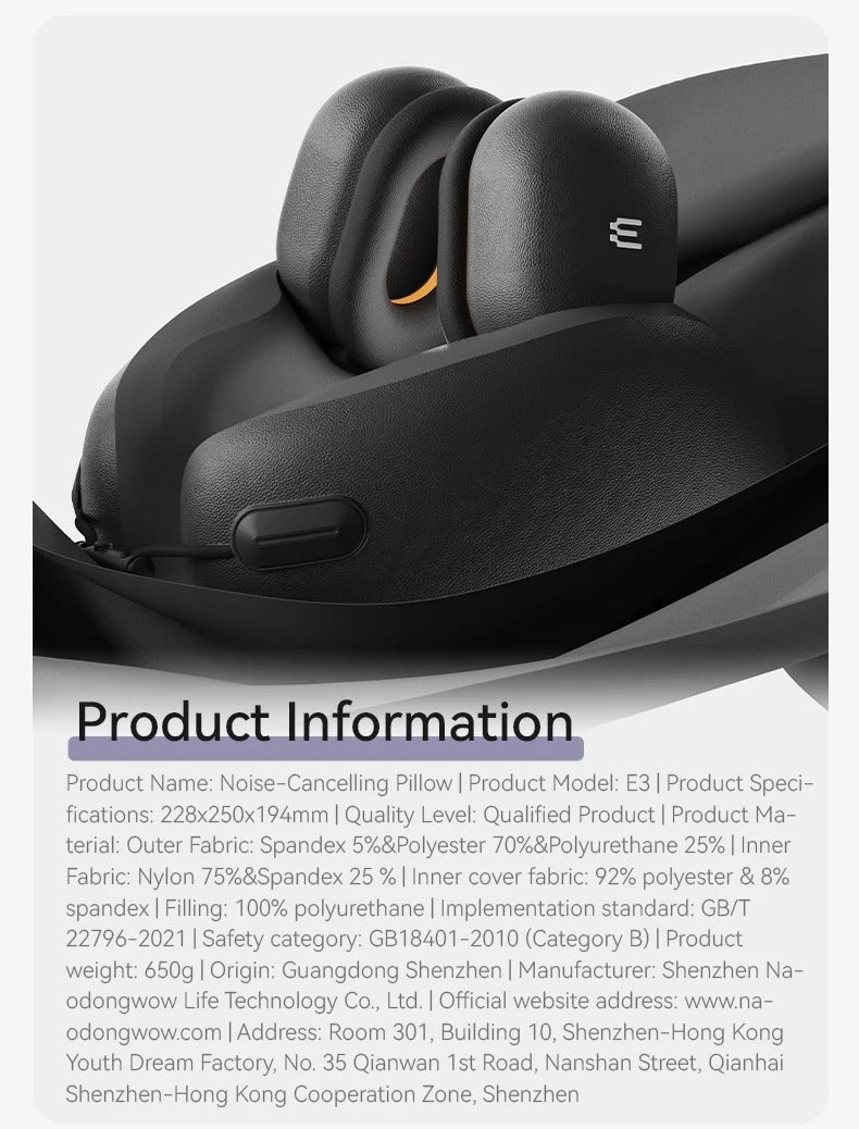 Premium U-Shaped Travel Neck Pillow – Noise Cancelling Memory Foam – Breathable Skin-Friendly Fabric – Detachable Earmuffs for Enhanced Comfort – Portable & Supportive for Travel, Office, and Home - StrengthXPhysiotherapy