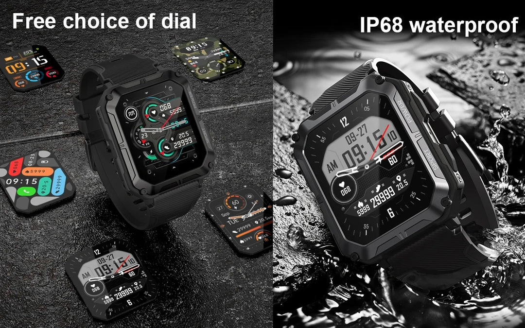 Premium IP68 Waterproof Smartwatch with Bluetooth Calling & 123 Sport Modes - 1.83" HD Display, Heart Rate & Blood Oxygen Monitor, Sleep Tracking, Voice Assistant, Long Battery Life, Compatible with Android & iOS - StrengthXPhysiotherapy