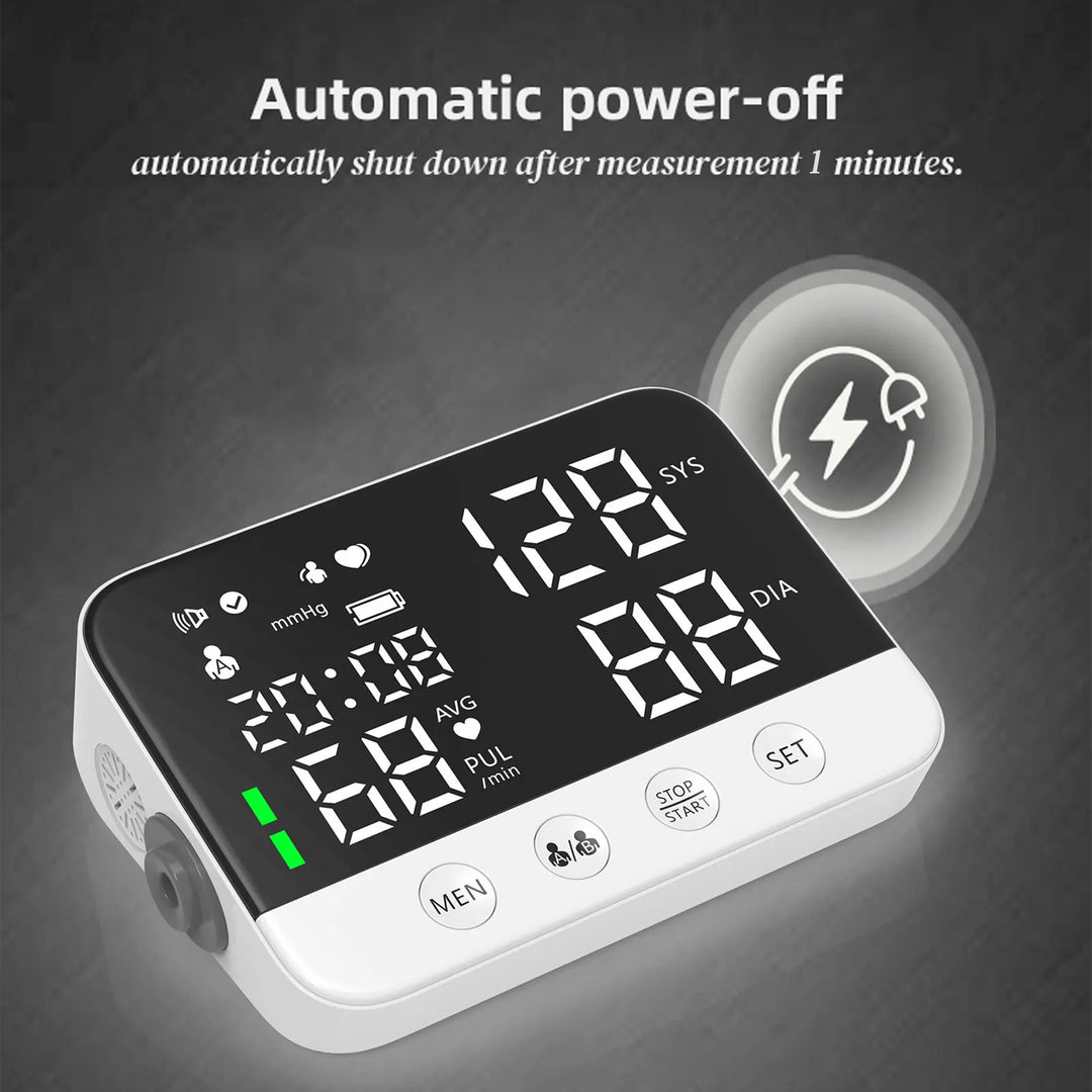 Premium Digital Upper Arm Blood Pressure Monitor – Accurate Sphygmomanometer, Full Automatic Pressurization & Decompression, LED Display, Medical BP Monitoring, 120 Set Memory, Lithium Battery Powered - StrengthXPhysiotherapy