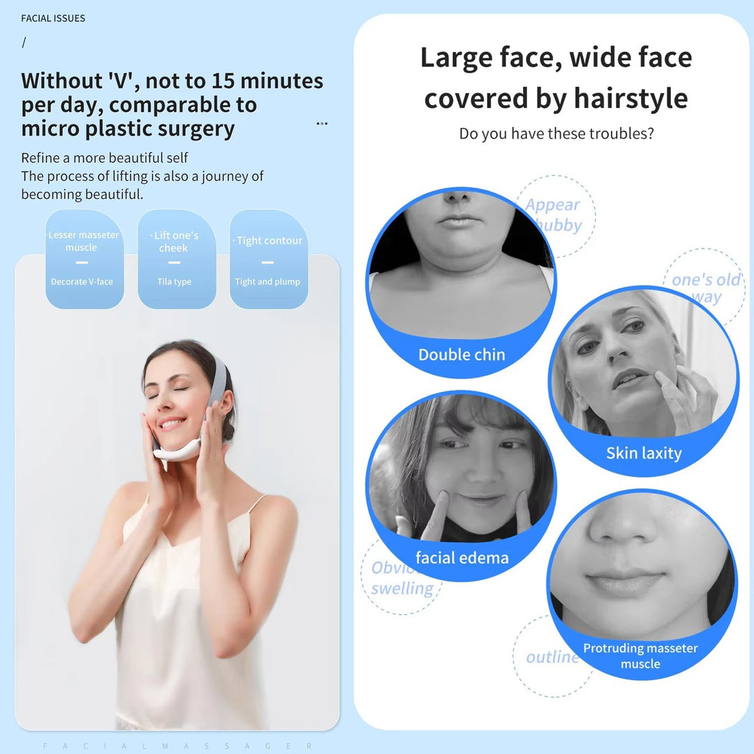 Premium Vibration Chin-Up Facial Lifting Massager – EMS V-Line Beauty Device for Double Chin Removal, Face Shaping, and Skin Firming, Adjustable and Portable with 5-7 Massage Modes - StrengthXPhysiotherapy
