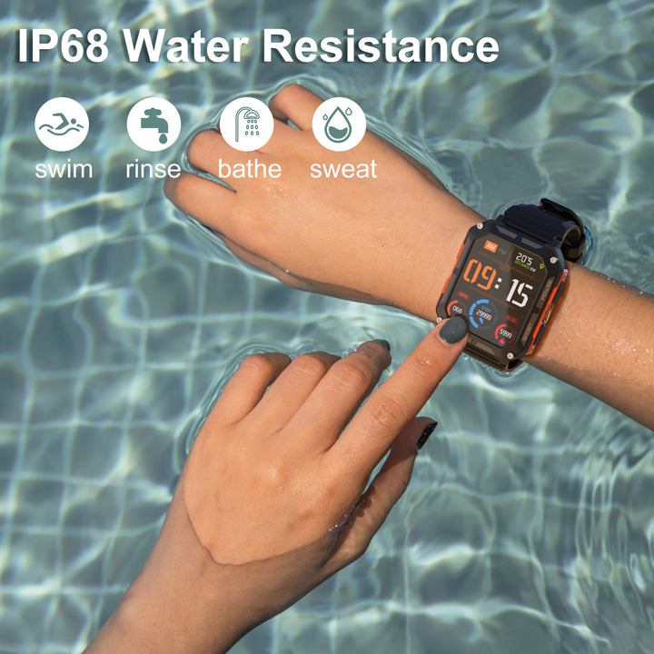 Premium IP68 Waterproof Smartwatch with Bluetooth Calling & 123 Sport Modes - 1.83" HD Display, Heart Rate & Blood Oxygen 