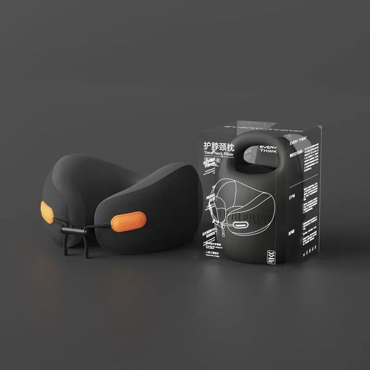 Premium U-Shaped Travel Neck Pillow – Noise Cancelling Memory Foam – Breathable Skin-Friendly Fabric – Detachable Earmuffs