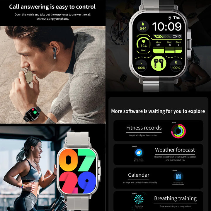 High Quality GPS Smartwatch with 2-in-1 TWS Earbuds – Bluetooth Call, Heart Rate, Blood Pressure & Health Monitoring, 