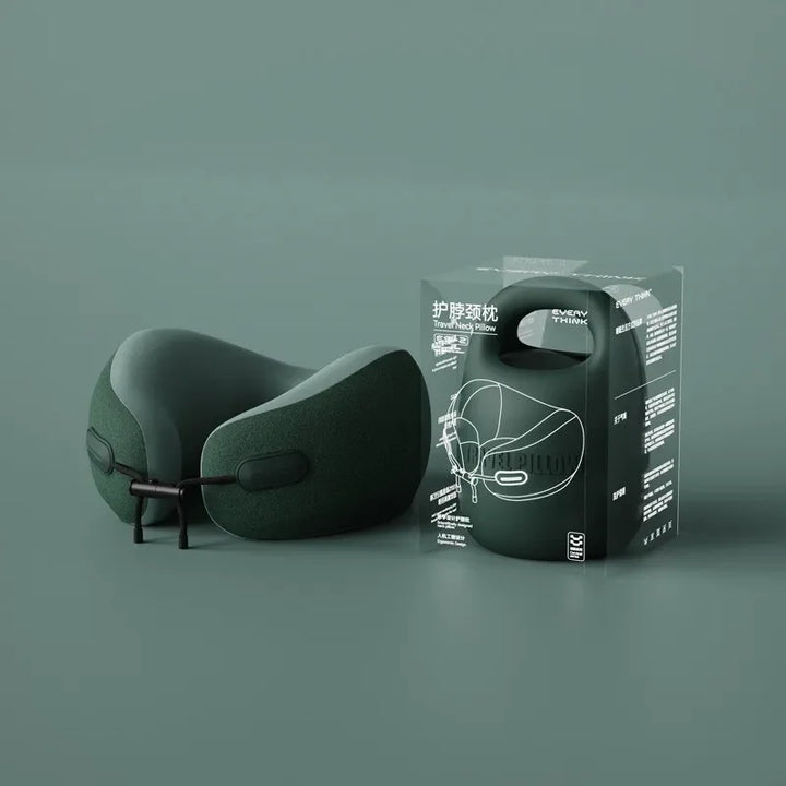 Premium U-Shaped Travel Neck Pillow – Noise Cancelling Memory Foam – Breathable Skin-Friendly Fabric – Detachable Earmuffs