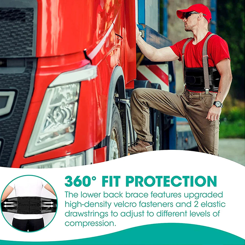 High Quality Lower Back Brace with 6 Stays – Orthopedic Lumbar Support Belt for Gym, Pain Relief, Anti-Skid Breathable Waist 