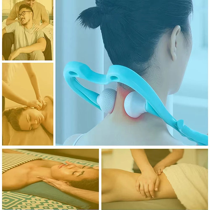 Premium Handheld Neck Massager – Trigger Point Roller for Deep Tissue Pain Relief, Adjustable 360° Massage Balls for Neck, Shoulder, Back, and Arm, Lightweight and Portable Massage Tool for Home or Office Use - StrengthXPhysiotherapy