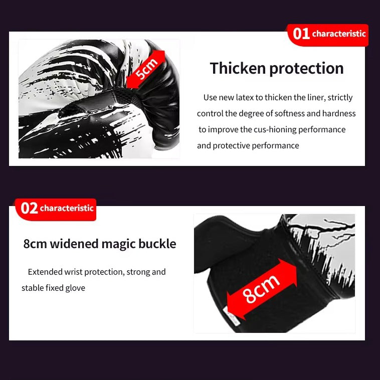 Premium PU Leather Boxing Gloves – Durable Training Gloves for Professional Fitness,  Available in Sizes 6oz to 14oz, 