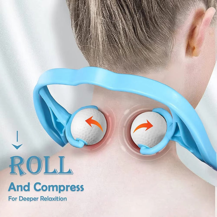 Premium Handheld Neck Massager – Trigger Point Roller for Deep Tissue Pain Relief, Adjustable 360° Massage Balls for Neck, Shoulder, Back, and Arm, Lightweight and Portable Massage Tool for Home or Office Use - StrengthXPhysiotherapy