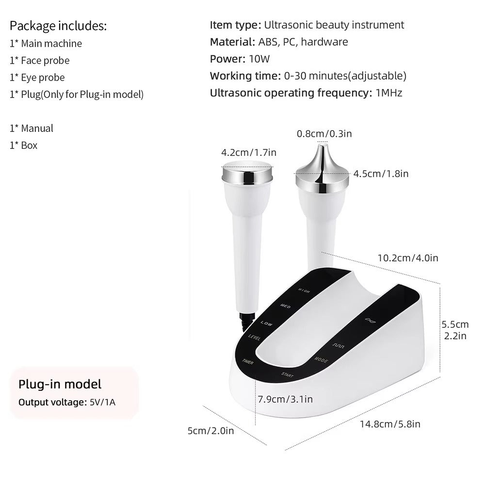Premium Ultrasound Beauty Machine – High Frequency Face and Eye Massager for Skin Care, Facial Lifting, and SPA-Grade Ultrasonic Cleansing Device - StrengthXPhysiotherapy